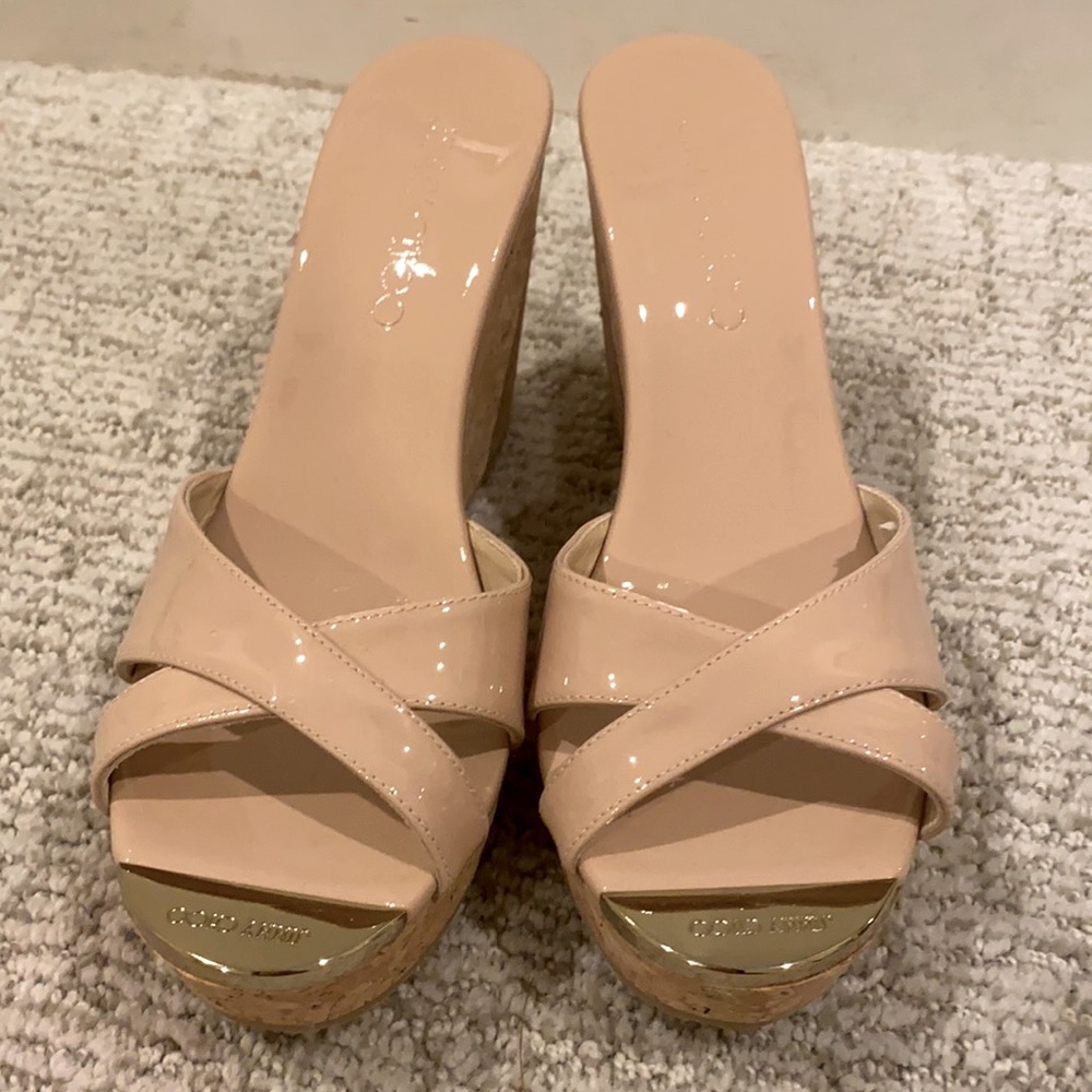 Jimmy Choo
Perfume Patent Leather Crisscross Cork Wedge
